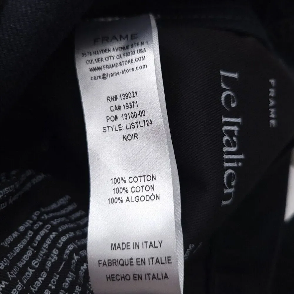 Frame Le Italien True Straight Black Noir Jeans Womens Size 25 - Picture 10 of 11